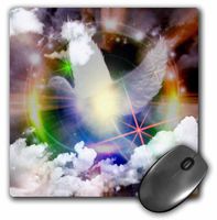 3dRose LLC 8 x 8 x 0.25 Inches Mouse Pad, Transcending Spiritual Light Bird Dove Art (mp_6561_1)