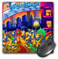 3dRose LLC 8 x 8 x 0.25 Inches Graffiti City Art Buildings Graffiti Writing Mouse Pad (mp_128902_1)