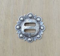 Antique Silver Round Berry Edge Slotted Concho 1 1/2"