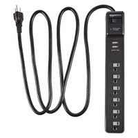 AmazonBasics 6-Outlet Surge Protector Power Strip with 2 USB Ports - 1000 Joule, Black