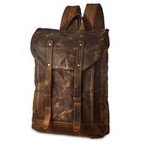 BRASS TACKS Leathercraft Men's Waxed Canvas Backpack Casual 15.6"laptop Bookbag