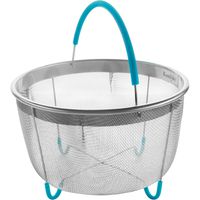 Komfyko Steamer Basket 6 Quart [3qt 8qt Avail]- Compatible with Instant Pot Accessories 6qt and Other Pressure Cooker Brands - IP Stainless Steel Insert with Silicone Handle and Feet for InstaPot
