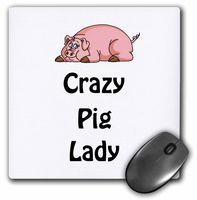 3dRose LLC 8 x 8 x 0.25 Inches Mouse Pad, Crazy Pig Lady Pigs Swine (mp_123051_1)