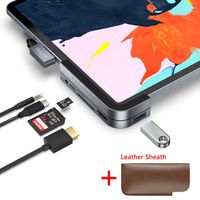 Invisible USB C Hub for iPad Pro, iPad Pro 2018 Docking Station Stouchi 6 in 1 iPad Pro Dongle Adapter- USB 3.1 (5Gb/s), 4K HDMI, 3.5mm Headphone and Micro/SD Card Readers for 2018 iPad Pro and More