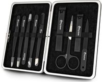 Nylea 9pcs Manicure Set [Tweezers & Nail Clippers] Stainless Steel Pedicure Scissors, Toenails Cuticle Cutter Clipper Fingernails Grooming Kit for Men & Women Eyebrows Facial Hair [Free Leather Case]