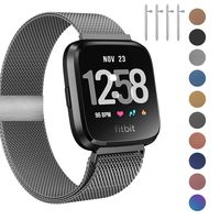 Fitlink Metal Bands Compatible for Fitbit Versa/Versa Lite Edition/Versa 2 Smart Watch for Women and Men,Small and Large, Multi-Color (Space Grey, Small)