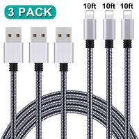 iPhone Charger, Sundix Lightning Cable 3 Pack 10FT Nylon Braided iPhone Charging Cable Cord Compatible iPhone Xs/Max/XR X/8 / 8Plus /7/7 Plus /6S/6S Plus/SE/iPad