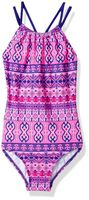 Kanu Surf Girls' Big Jasmine Beach Sport Halter One Piece Swimsuit, Mahina Pink, 10