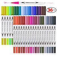 36 Colors Art Markers, Ohuhu Dual Tips Coloring Brush Marker Fineliner Color Pens, Water Based Marker for Calligraphy Drawing Sketching Coloring Book Bullet Journal Valentine's Day Back To School Gift
