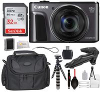 Canon PowerShot SX720 HS Digital Camera (Black) with 10 pc Essential Accessory Bundle Includes - SanDisk 32gb SD Card + Deluxe Camera Bag + - 6.5" Flexible Gripster Tripod and More