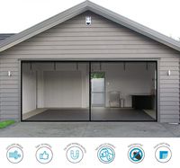 Garage Door Screen - 2 Car 16x7Ft Magnetic Closure Heavy Duty Weighted Bottom Screen Self Sealing Fiberglass Mesh Retractable Net - Easy Assembly & Pass-Through(Black)
