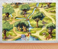 Hundred Acre Wood Map Cartoon Backdrop for Party, 9x6FT, Winnie The Pooh Baby Kids Birthday Banner Background, Cake Table Photo Booth Props LHLU901