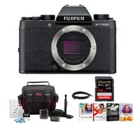 Fujifilm X-T100 Mirrorless Camera Body (Black) w/Editing Software and Memory Card Bundle