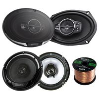 2 Pair Car Speaker Package of 2X Kenwood KFC-6995PS 1300-Watt 6x9 5-Way Performance Series Flush Mount Coaxial Speakers + 2X KFC-1665S 6 1/2" Inch 2-Way Audio Speaker + Enrock 16g 50 Ft Speaker Wire