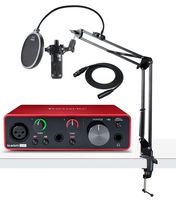 Focusrite Scarlett Solo 3rd Gen USB Audio Interface Bundle with AT2035 Microphone, Knox Studio Stand, Pop Filter and XLR Cable (5 Items)