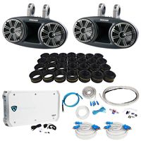Kicker 41KMT674 6-3/4" 6.75" 300W Marine Wakeboard Tower Speakers+6-Ch Amplifier