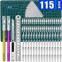 115Pcs Exacto Knife Upgrade Precision Carving Craft Knife,Hobby Knife,Exacto Knife Kit,100 Spare Exacto Knife Blades for Art, Scrapbooking,Stencil