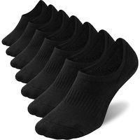 No Show Socks Mens 7 Pairs Cotton Thick Cushion Non Slip Low Cut Men Invisible Sock (7black, size:10-12)
