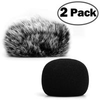 ChromLives H1 Windscreen Microphone Furry Windscreen Muff Wind Cover + Foam Microphone Windscreen Cover for Zoom H1 H1n Apogee Mic and More, Furry & Foam 2Pack