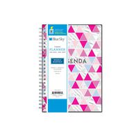 Blue Sky 2019 Weekly & Monthly Planner, Flexible Cover, Twin-Wire Binding, 5" x 8", Geometric Triangles