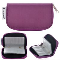Foxnovo 22-Slots SD SDHC MMC CF Micro SD Memory Card Holder Pouch Case Zippered Storage Bag Protector (Purple)
