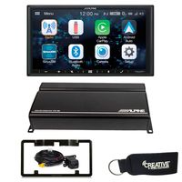 Alpine iLX-W650 Compatible with CarPlay & Android Auto - Includes KTA-450 4-Channel Amplifier, Back up Camera