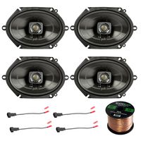 4X Polk 5x7 225W 2-Way Car/Boat Coaxial Audio Marine Speakers, 4X Enrock 16 Gauge Speaker Harness Adapter W/Red Bullet for Select Ford Vehicles 1998-UP, Enrock Audio 16-Gauge 50 Foot Speaker Wire