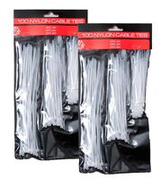 Set of 200 Nylon Cable Ties 3 Assorted Sizes White (200 Count)