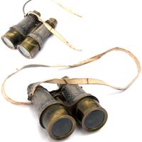 Nautical Vintage Antique Marine Victorian Binoculars Handmade Buffed Leather Cover Belt, 6 inches, Brass