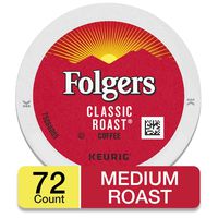 Folgers Classic Roast Coffee, Medium Roast Coffee, K Cup Pods for Keurig Coffee Makers, 72 Count