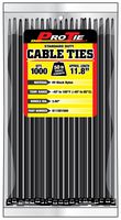 Pro Tie B11SD1000 11.8-Inch Standard Duty Cable Tie, UV Black Nylon, 1000-Pack
