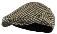 Wonderful Fashion Men's Classic Herringbone Tweed Wool Blend Newsboy Ivy Hat (Small/Medium, Houndstooth Camel)