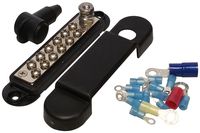 (Black) 12 Terminal Distribution Block -BUSBAR- With Ring Terminals