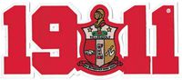Kappa Alpha Psi Shield 1911 Twill Iron-On Patch [White/Red - 11.25" x 4"]