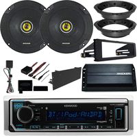 Kenwood Marine Bluetooth Receiver (No CD), 2 x Kicker 6.5" 2-Way Speakers, 2-Channel Amp, Stereo Dash Kit, 2 x Speaker Adapters, Handlebar Control Interface, Amplifier Brackets