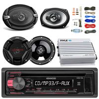 Kenwood KDC118 Car CD Player Receiver AUX Radio - Bundle Combo With 2x JVC 6x9" 3-Way Vehicle Coaxial Speakers + 2x 6.5" Inch 2-Way Audio Speakers + 4-Channel Amplifier + Amp Kit