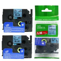 2/Pack LM Tapes - Premium 3/4" Black Print on Blue Label Compatible with Brother TZe-541 P-Touch Tape and Comes with a Great Tape Color/Size Guide for Easy reordering. 18mm 0.7 Laminated