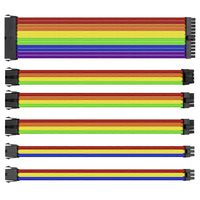 IBEST IMPETUS Sleeved Cable Extensions Kit by Meishi Sleeved PSU Cables ATX Sleeved Cable Extension Cable Kit 300mm Length 24P,4+4P,(6+2) PCI-E Extension Cable with Black Combs