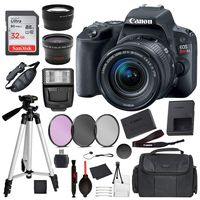 Canon EOS Rebel SL2 Digital SLR Camera with EF-S 18-55mm is STM Lens Kit (Black) with Essential Accessory Bundle Package Deal Includes: SanDisk 32gb Card + DSLR Bag + 50'' Tripod + More