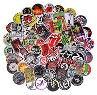 Band Stickers Rock and Roll Music Stickers, 100 Pcs/Pack Vinyl Waterproof Stickers for Personalize Laptop, Electronic Organ Guitar Piano Helmet Skateboard Luggage Graffiti Decals (Stickers - A1)