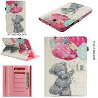 Gostyle Samsung Galaxy Tab E 9.6" T560 Leather Wallet Full Body Slim Case with Pencil Holder/Credit Card Slots,Flip Smart Stand Cover Auto Sleep/Wake Feature-3D Grey Bear