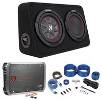 Kicker 43TCWRT84 COMPRT8 8" 600w Shallow Car Subwoofer+Enclosure+Amp+Wire Kit