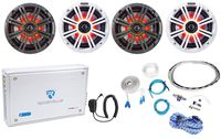 4 KICKER 45KM654L 6.5" 780w Marine Boat LED Speakers+4-Channel Amplifier+Amp Kit