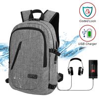 Laptop Backpack Business Travel Laptop Backpack College Backpack with USB Charging Port and Lock &Headphone Interface Water-Resistant Laptop Bag for Women and Men Fits up to 15.6-Inch Laptop (Grey)