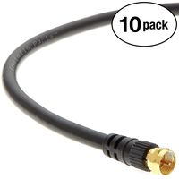 InstallerParts (10 Pack) 3 ft F-Type Screw-on RG6 Cable Black Gold Plated