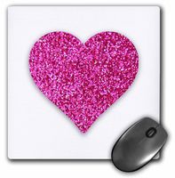 3dRose LLC 8 X 8 X 0.25 Inches Mouse Pad Hot Pink Heart Made From a Glitter Photo Graphic Not Actual Glitter (Mp_184878_1)