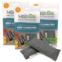 MOSO NATURAL Shoe Odor Eliminator. Air Purifying Bag for Sneakers, Gym Bags and Sports Gear. Charcoal Color 3 Packs of 2 (6 Total)