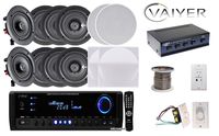 Vaiyerkits Home in Wall/in Ceiling Home Theater System Including 8 150W 5.25" Speakers, 1 Digital Home Stereo Receiver, 1 Remote, 4 Volume Controls 1 250 ft. Wire & 1 Bluetooth Music Receiver
