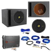 KICKER 44CWCS104 CompC 10" 500w Car Subwoofer+Vented Sub Box+Amplifier+Amp Kit