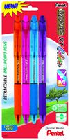 Pentel R.S.V.P. RT Colors New Retractable Ballpoint Pen, Medium Line, Assorted Ink Colors, 4 Pack  (BK93CRBP4M)